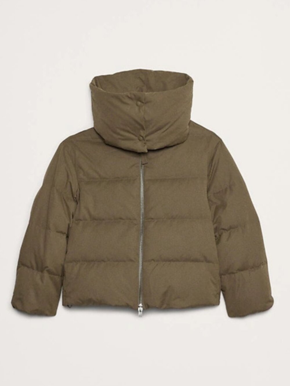 NWT Banana Republic Short Puffer Coat in Sycamore Brown Size Large - Picture 2 of 8